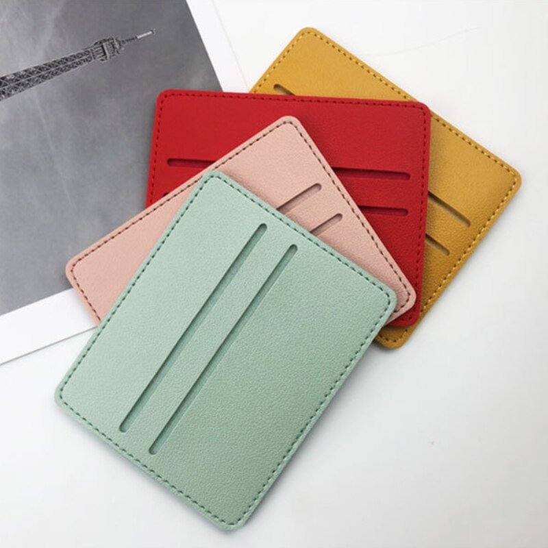 1 PCS New Fashion Men/Women Mini ID Card Business Credit Card Case PU Leather Ultra-thin Bank Card Case Student Meal Card Case US Mall Lifes