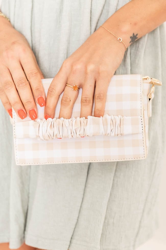 Planned Event Beige/Ivory Gingham Purse shopify LILYELF