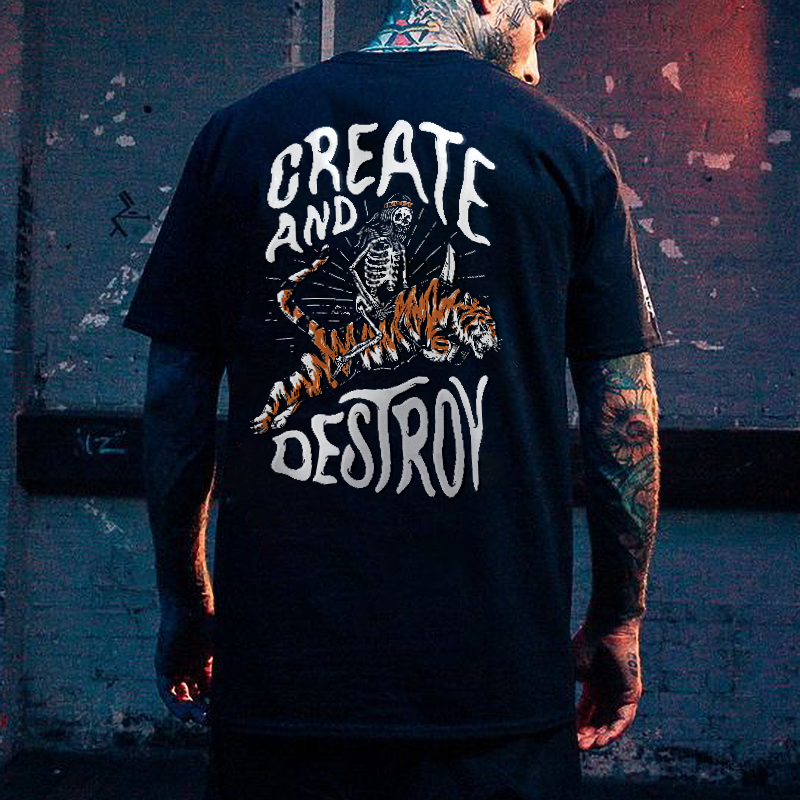 CREATE AND DESTROY printed men's T-shirt designer -  