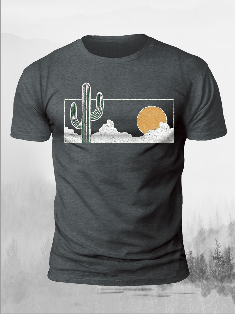 Men's Desert Cactus Sunset Short-Sleeved Shirt in  mildstyles