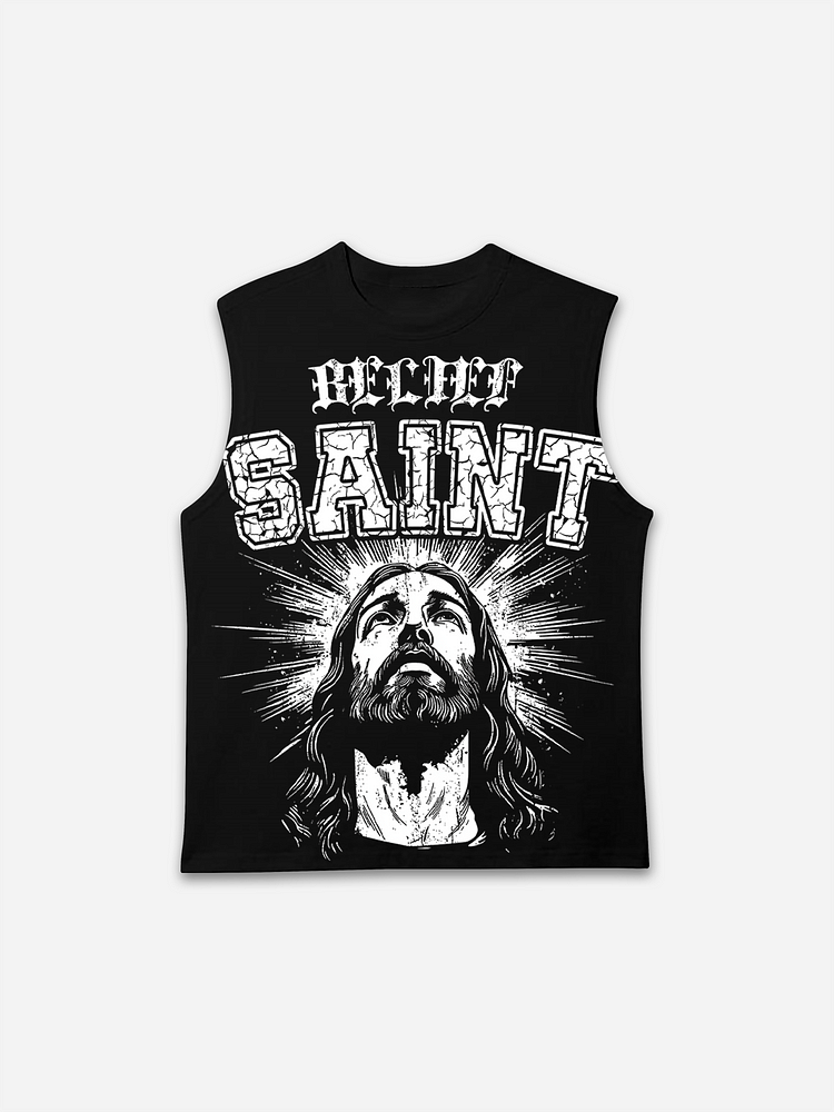 God Graphic Belief Saint Print Tank Top