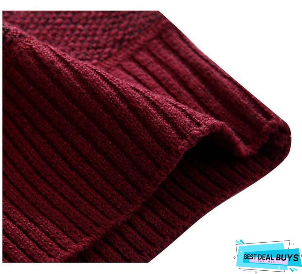 Men Thick Cardigan Coats Gradient Knitted Zipper Jackets