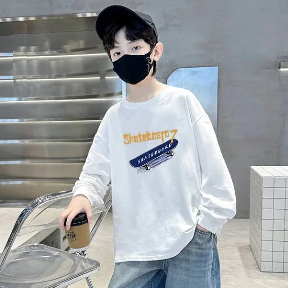 カジュアル アルファベット ラウンドネック 長袖コーデ キッズコーデ 男の子 Tシャツ