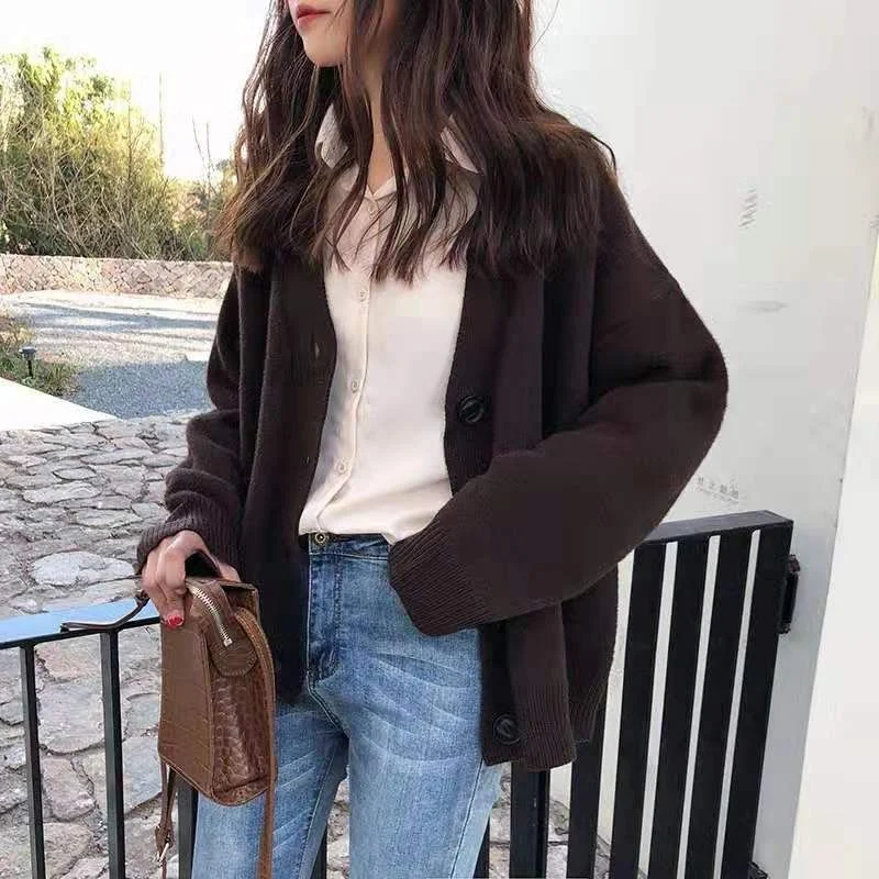 Cardigan Women Spring Autumn Fashion New Knitted Loose Korean Style Fairy Sweater All-match Warm Single Breasted Casual Oversize