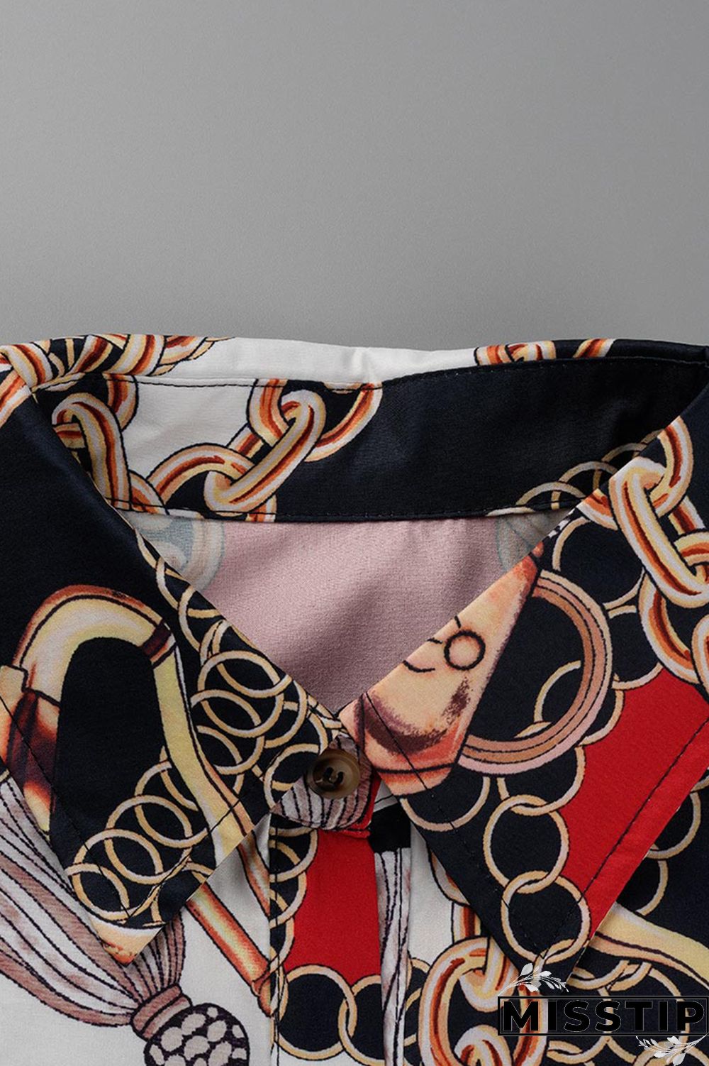 Blue Fashion Casual Print Patchwork Turndown Collar Shirt Dress