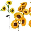 Solar Powered 3/6Head Sunflower Lights Smart Sensor Waterproof Landscape Lights Weather Proof Simulation Sunflower Decorative Lamp for Garden Lawn Courtyard Decor