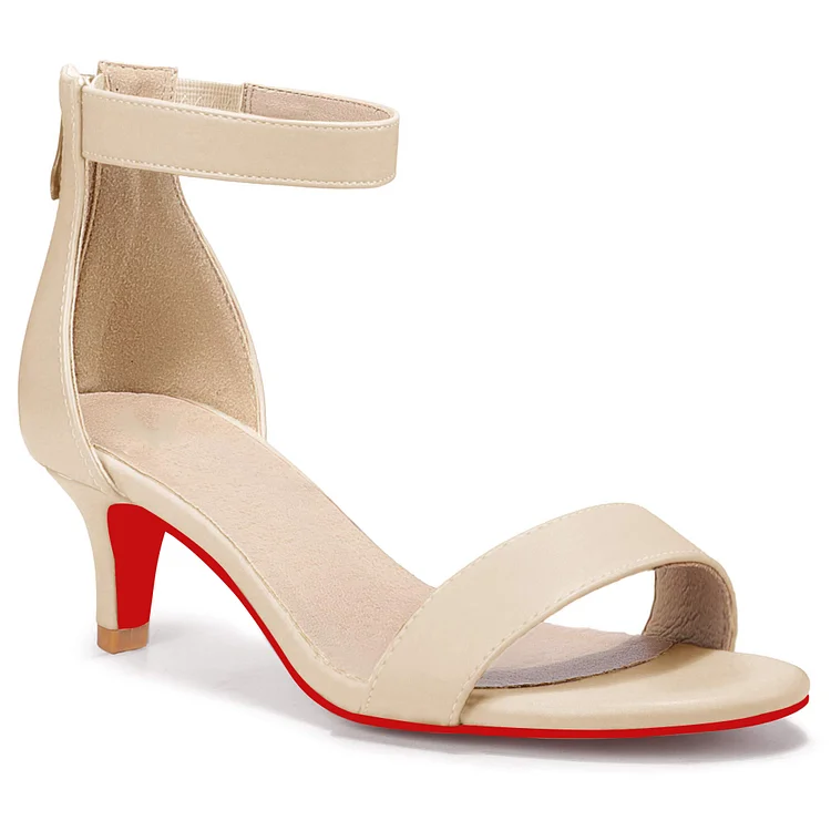 55mm Red Bottom  Kitten Heels Low Heels Open Toe Ankle Strap Heeled Sandals VOCOSI VOCOSI