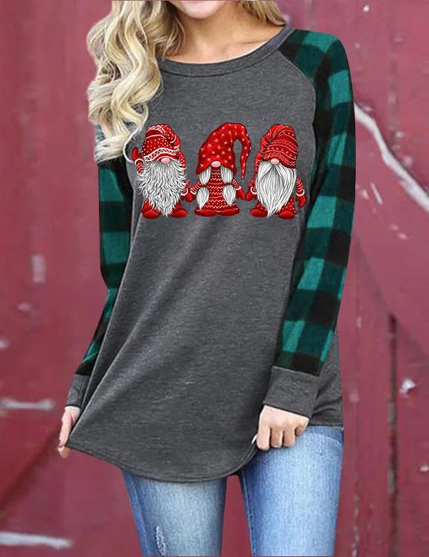 Christmas Gnomies Buffalo Plaid Blouse