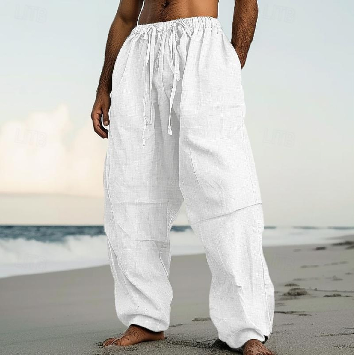 Men's trendy casual solid color trousers
