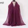 Pleated Linen Cotton Scarf Woolen Edge Women Hijab Shawl
