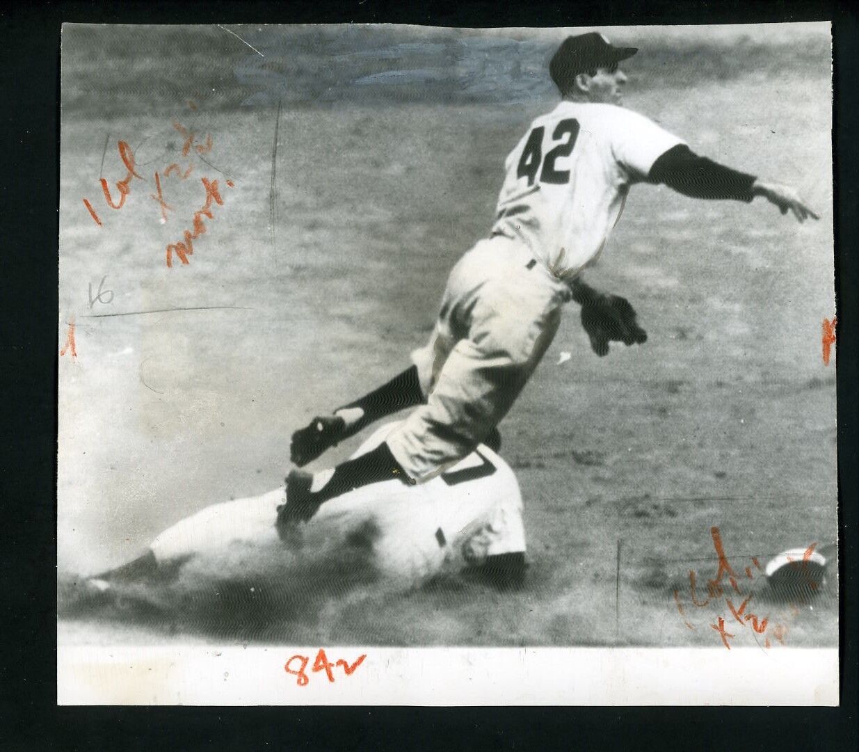 Jerry Coleman Dick Whitman 1950 World Series Press Wire Photo Poster painting Yankees Phillies