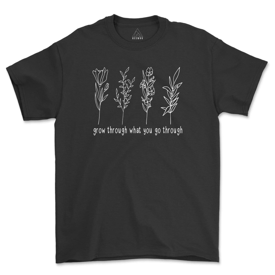 Grow through what you go through Shirt Wildflower Vintage Sunflower Boho Tee Shirt