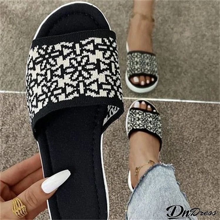 Fashion Comfy Woven Fabric Open Toe Wedge Slippers for Women