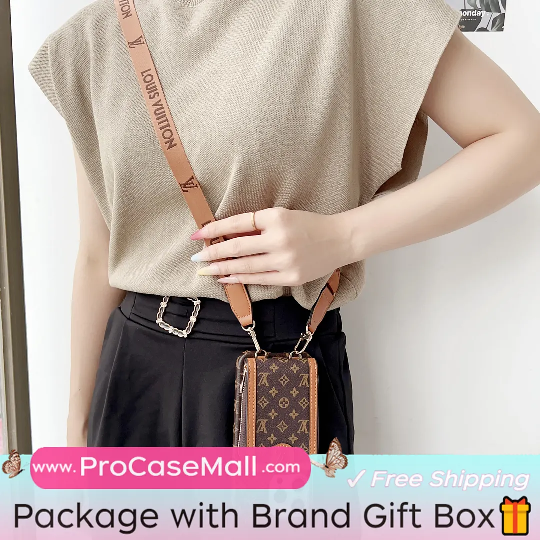 LV Monogram Canvas Wallet Crossbody Apple iPhone Case