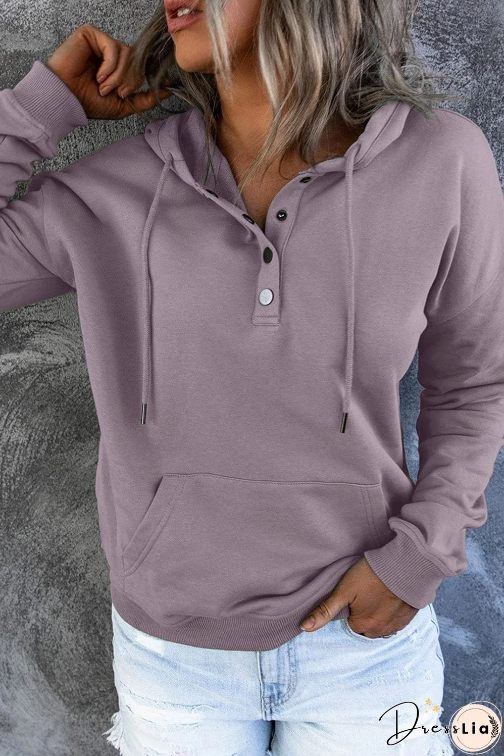 Solid Color Hooded Sweatshirt