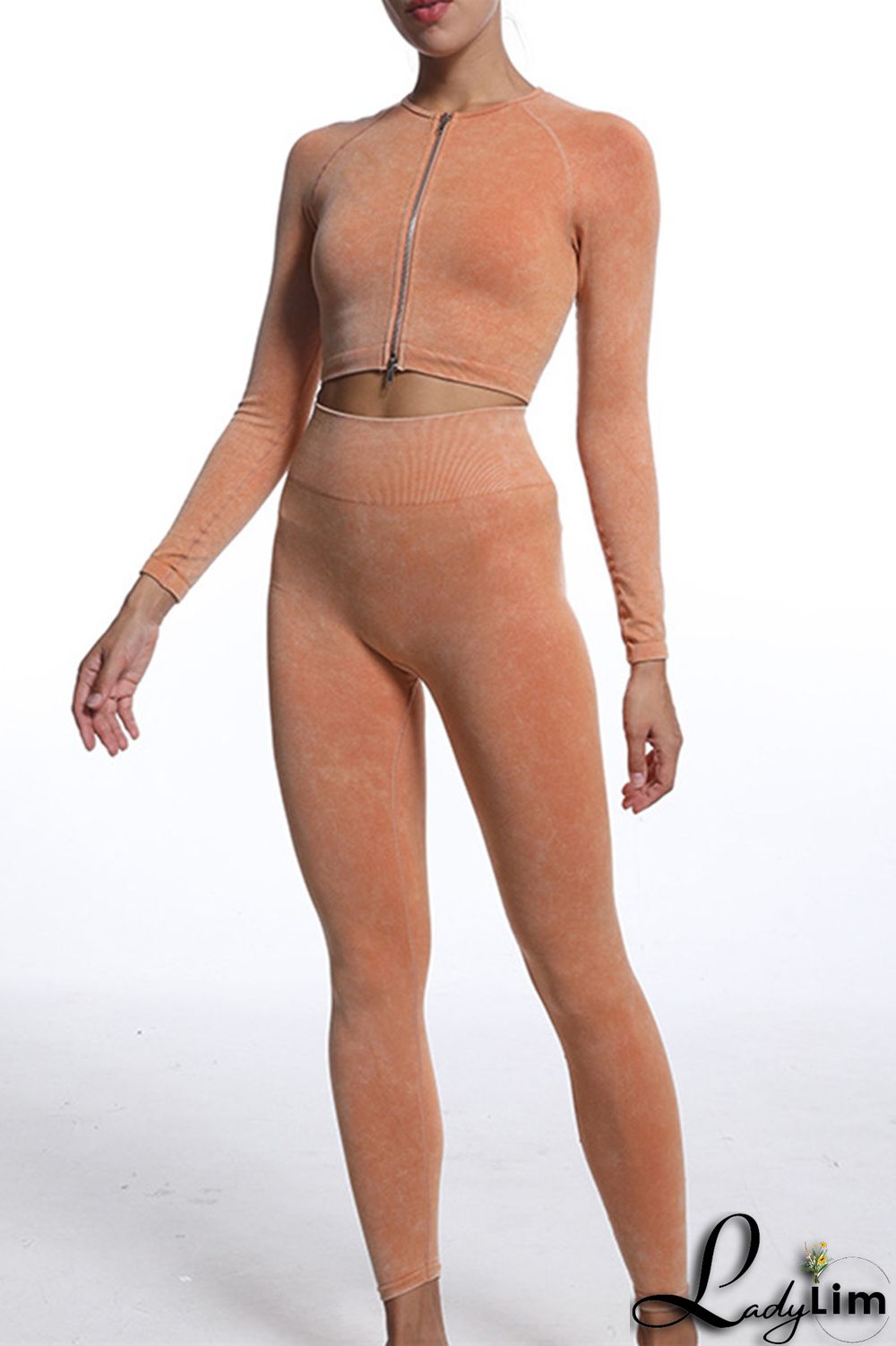 Blue Gray Casual Sportswear Solid Patchwork Zipper Long Sleeve Top And Trousers Two Piece Set