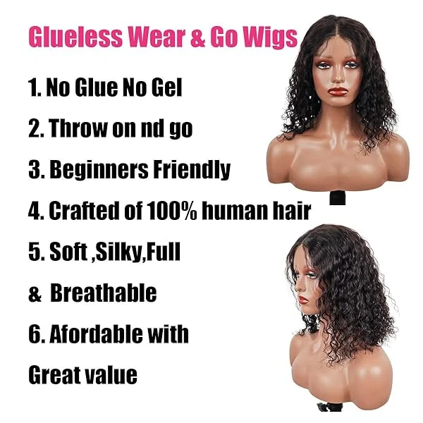 Glueless Wear and Go Lace Front Wigs Human Hair Pre Plucked