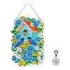 DIY Diamond Painting Hanging Christmas Flower Wreath With Lamp String Kit Home Door Decor
