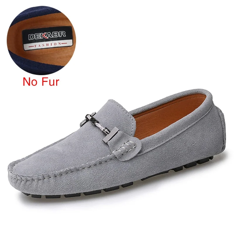 DEKABR Handmade Men Loafers Luxury Genuine Leather Casual Shoes Comfortable Soft Driving Shoes Warm Fur Plus Office Moccasins