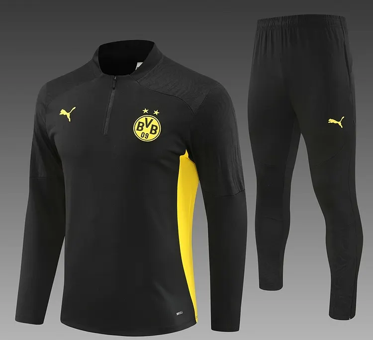 24-25 season children's version of Dortmund black long-sleeved half-zip training suit