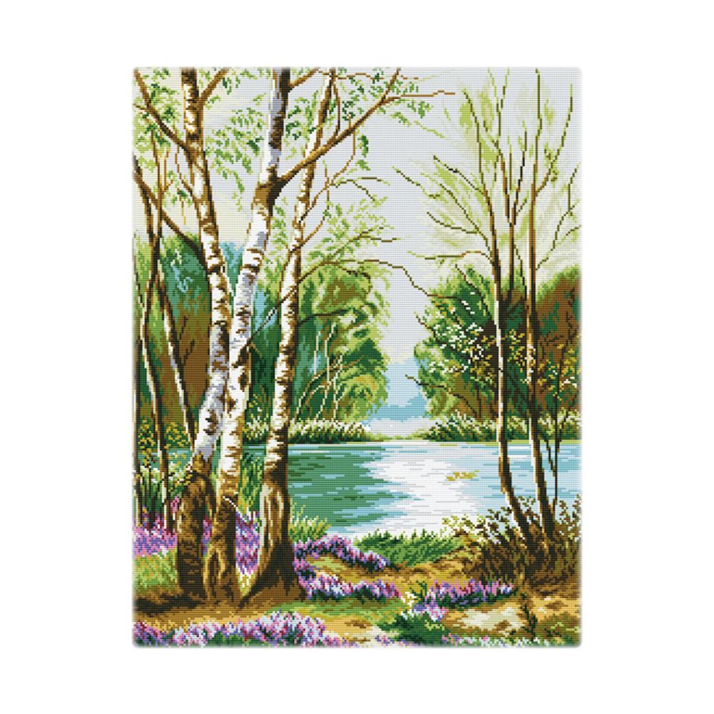 

Beautiful Forest Lake - 11CT Stamped Cross Stitch - 56*71cm, 501 Original