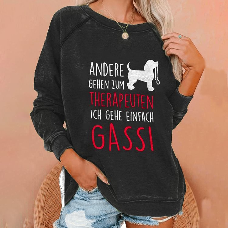 Vefave Casual Dog Print Long Sleeve Sweatshirt