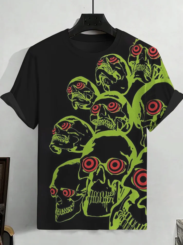 Men's Horrible Skull Art Print Casual T-Shirt