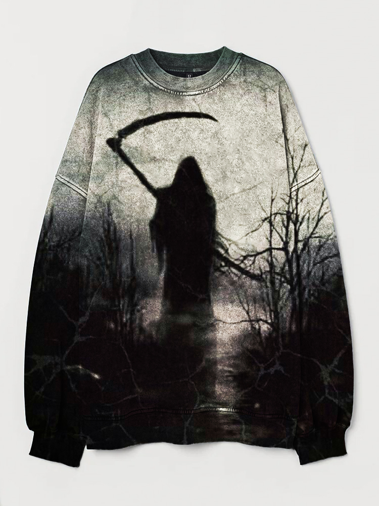Nightmare Grim Reaper Art Washed Sweatshirt wearshes