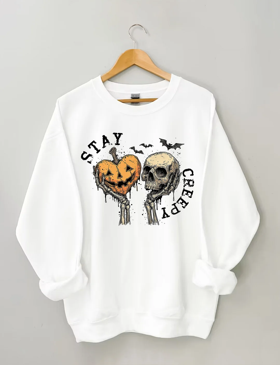 Stay Creepy With Pumpkin And Skull Sweatshirt