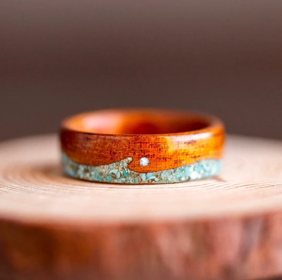 Koa & Turquoise Waves 8mm