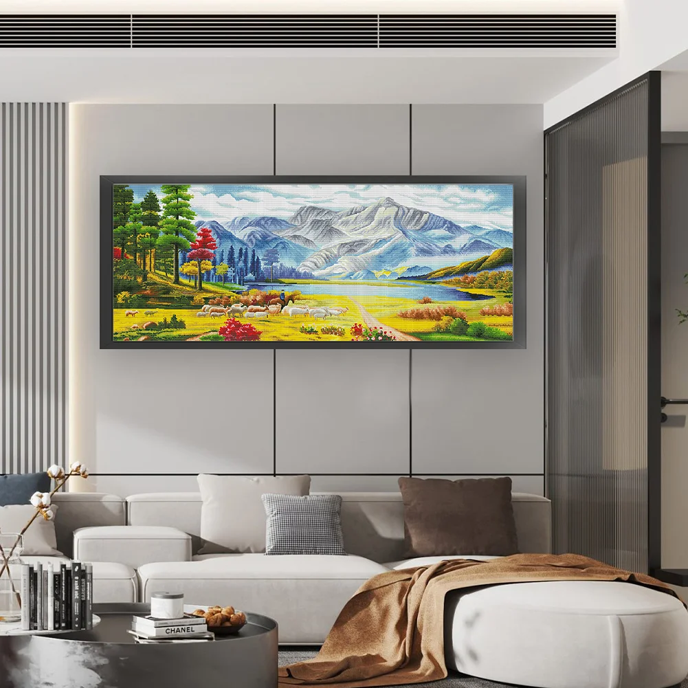 11CT Full Stamped Cross Stitch - Shepherd(Canvas|195*82CM)