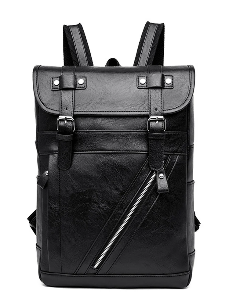 Vintage Buckles Flap Utility Laptop Backpack