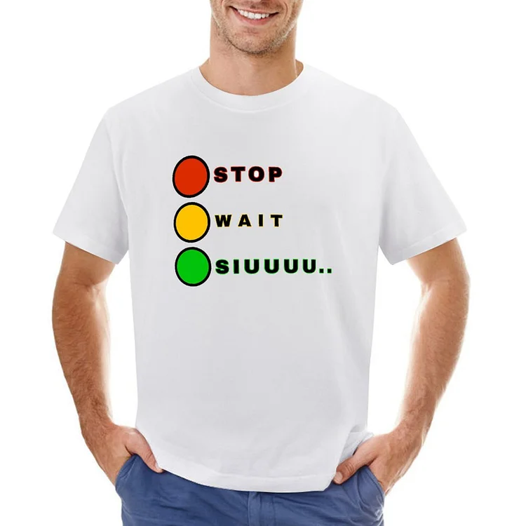 Stop Wait Siuuu Cristiano Ronaldo Inspired Men's Soccer Culture Tee