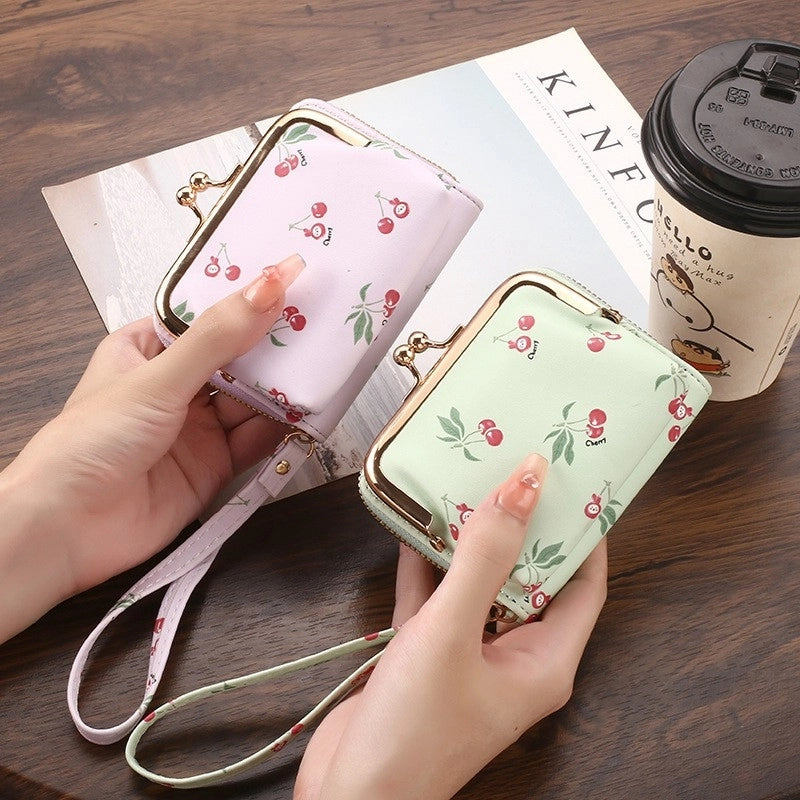 Women's Flower Pu Leather Lock Clasp Coin Purses