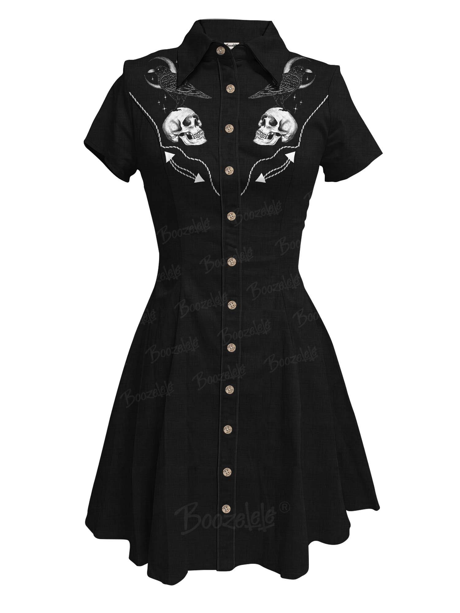 【Embroidery】【Mystic Heart X Boozelele】Crow With Moon - 100% Cotton Dress
