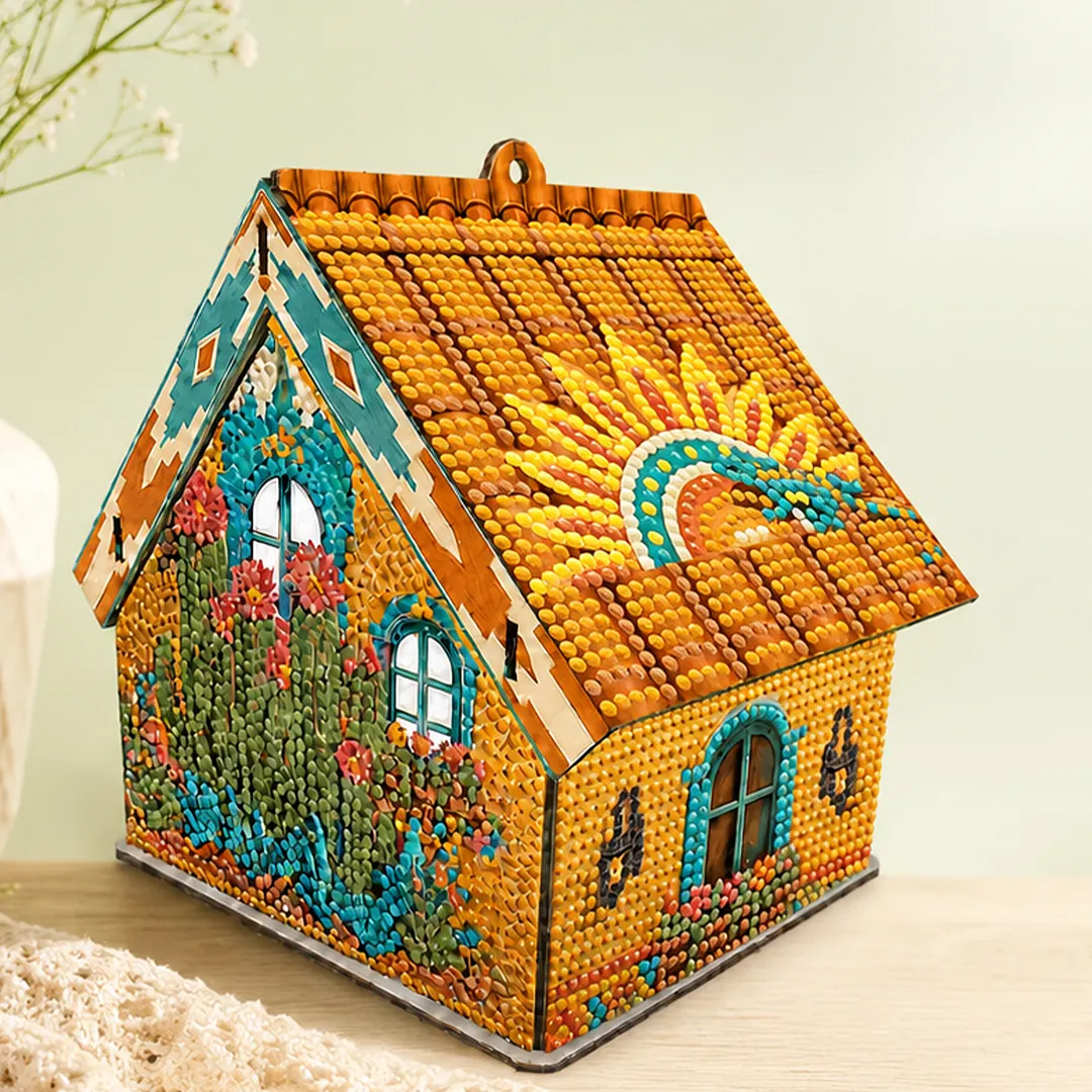 DIY Wooden House Diamond Art Painting Kit for Adults Home (Tropical cactus)