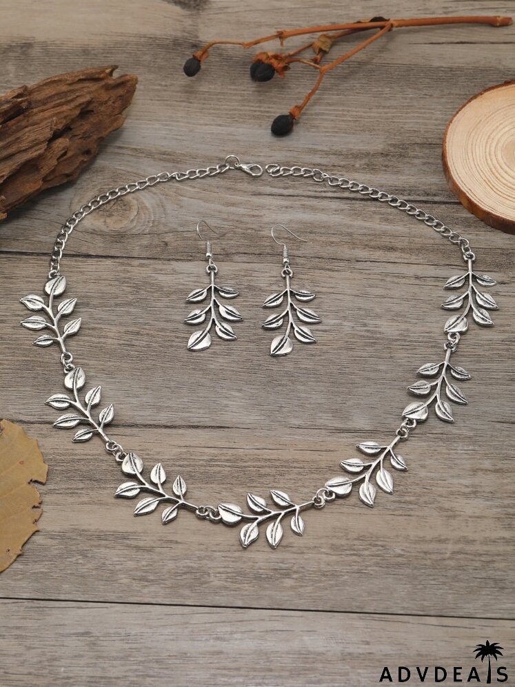 3pcs Leaf Decor Jewelry Set