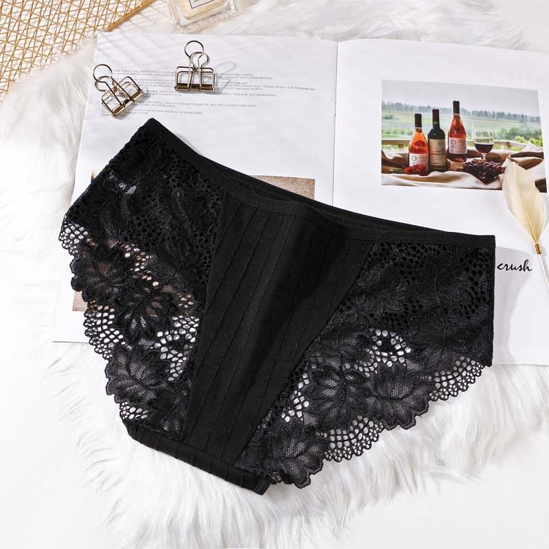 Fashionable sexy comfortable lace panties exquisite panties solid color shorts sexy underwear cutout underwear ladies