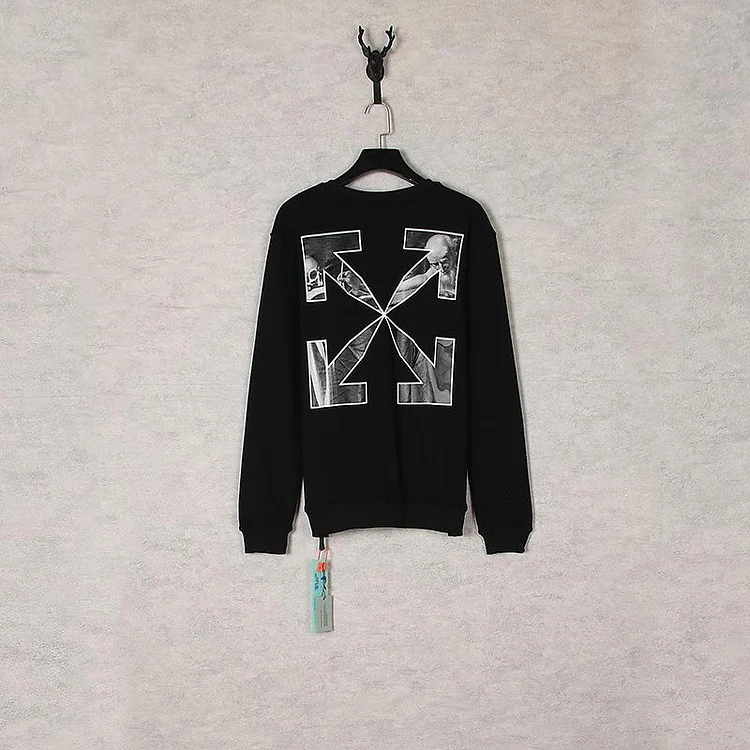 Off White Sweatshirts Long Sleeve round Neck Sweater Autumn Oil Painting Arrow Sweater