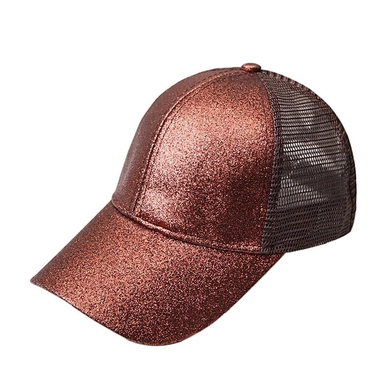 Women’s Fashion Solid Color Sequins Curved Eaves Baseball Cap