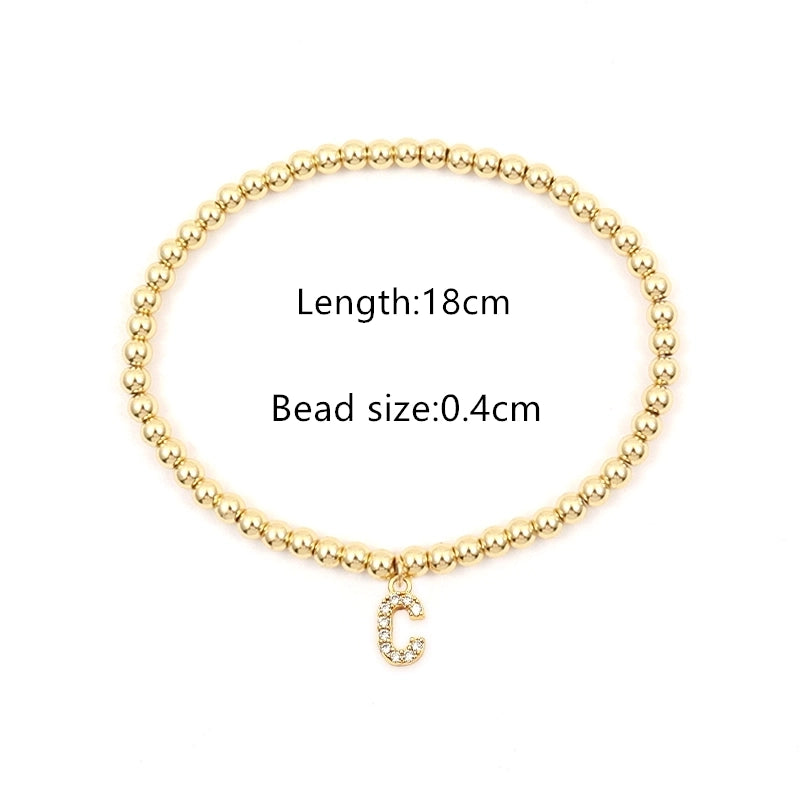 Copper Inlay Letter Zircon Bracelets