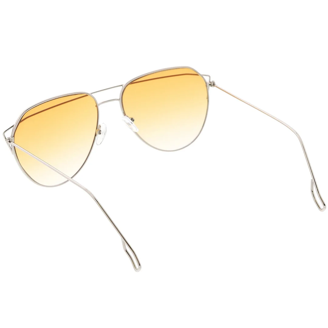 Modern Aviator glasses Metal Crossbar Slim Arms Color Gradient Flat Lens 58mm