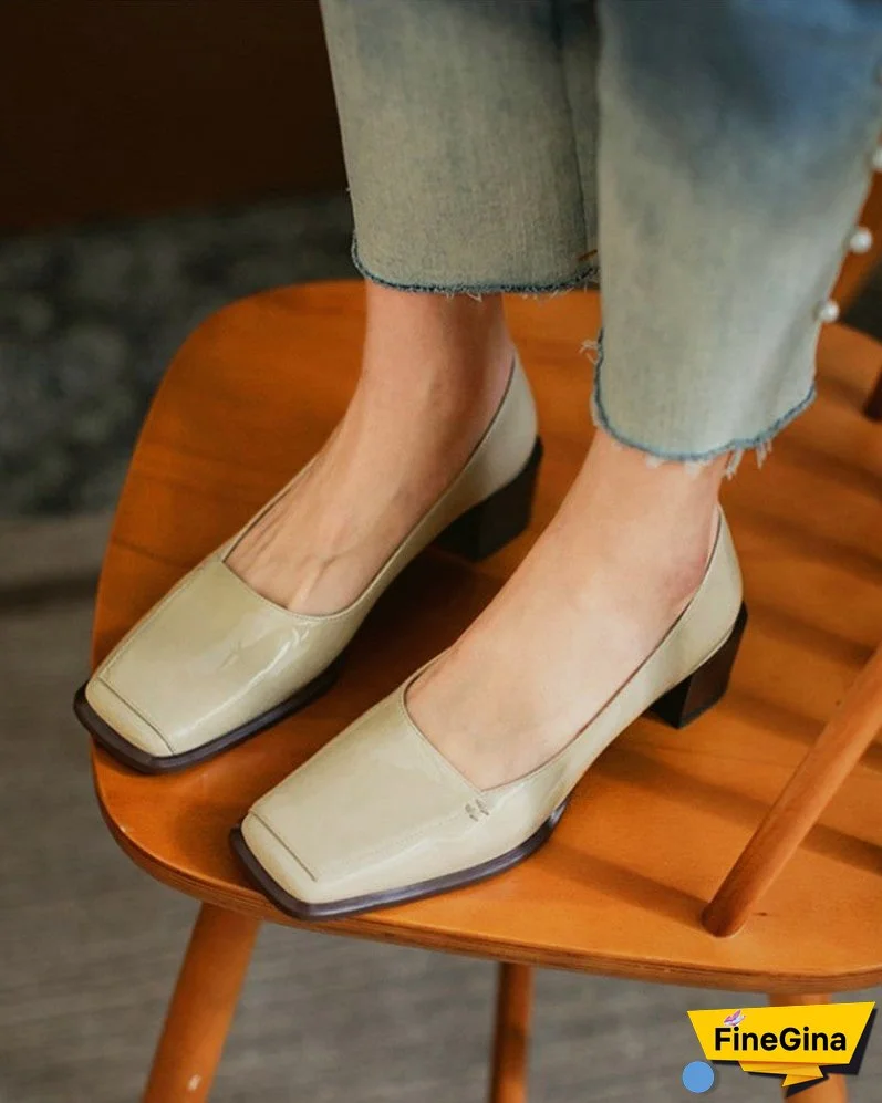 Square Toe Casual Slide Chunky Heels