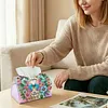 (24cm)Diamond Art Tissue Box DIY PU Napkin Cover for Home Decoration(Butterfly)