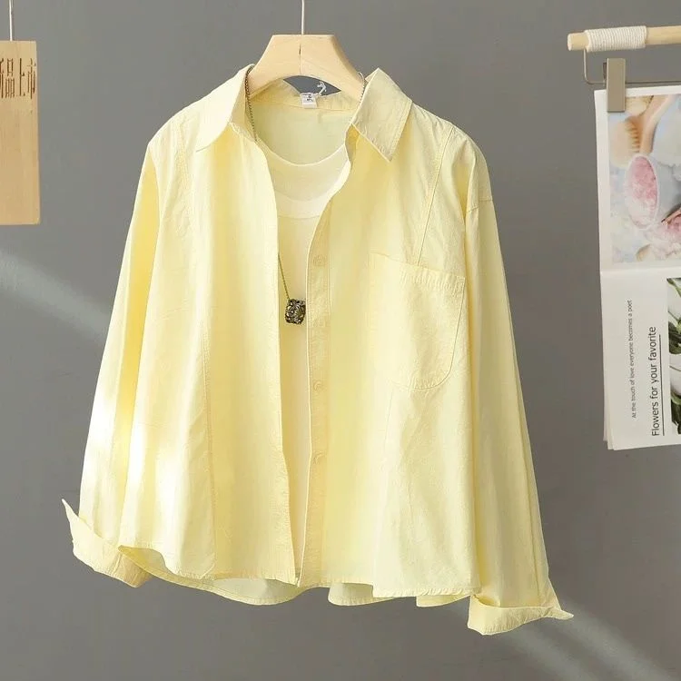 Athvotar Athvotar 2025 Spring And Autumn New White Shirt Women Wearing Short Shirts Spring And Autumn Leisure Top