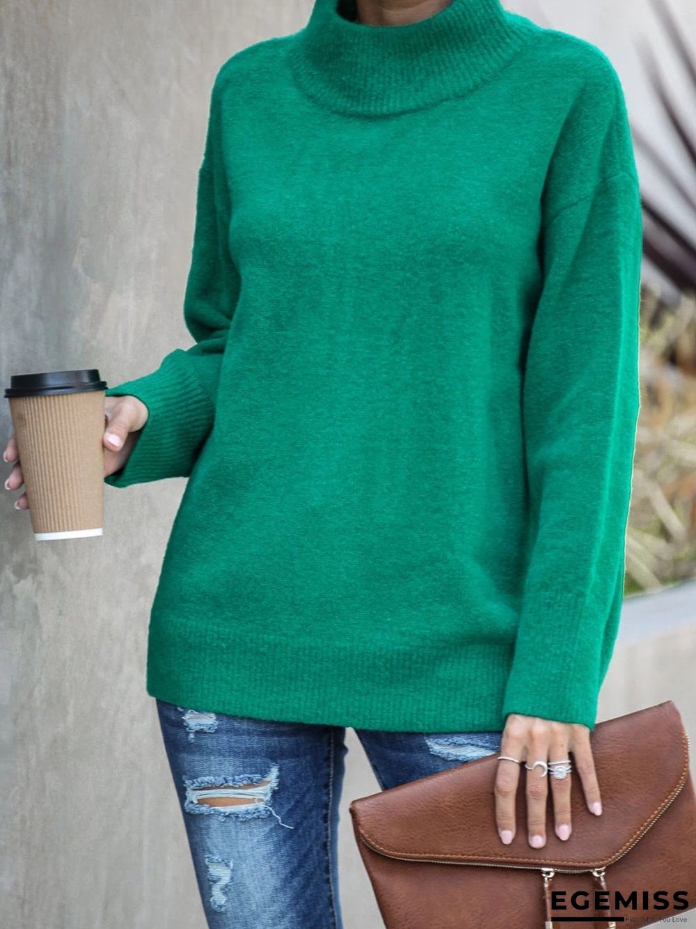 Casual Plain Shift Wool Blend Shift Sweater | EGEMISS