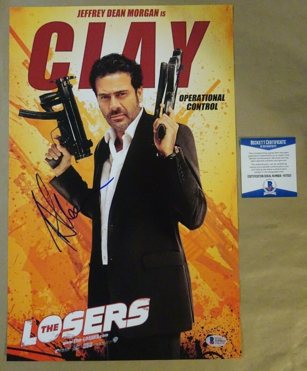 Signed JEFFREY DEAN MORGAN Autographed THE LOSERS Photo Poster painting 11x17