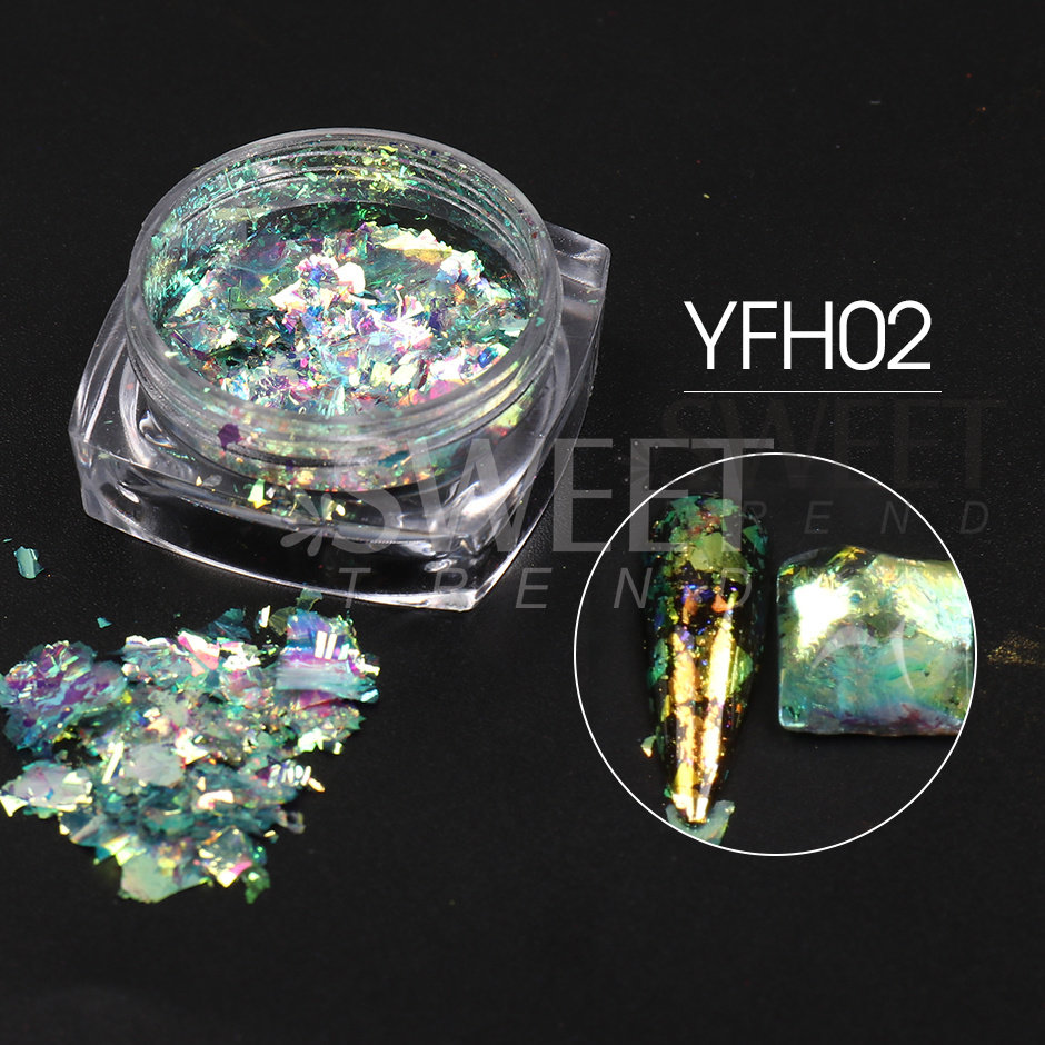 Needmkt 1 Box Aluminum Gold Silver Nail Foils Flakes Irregular Gold Leaf Sequins DIY Holographic Chrome Paper Accessory Supplies LY1858