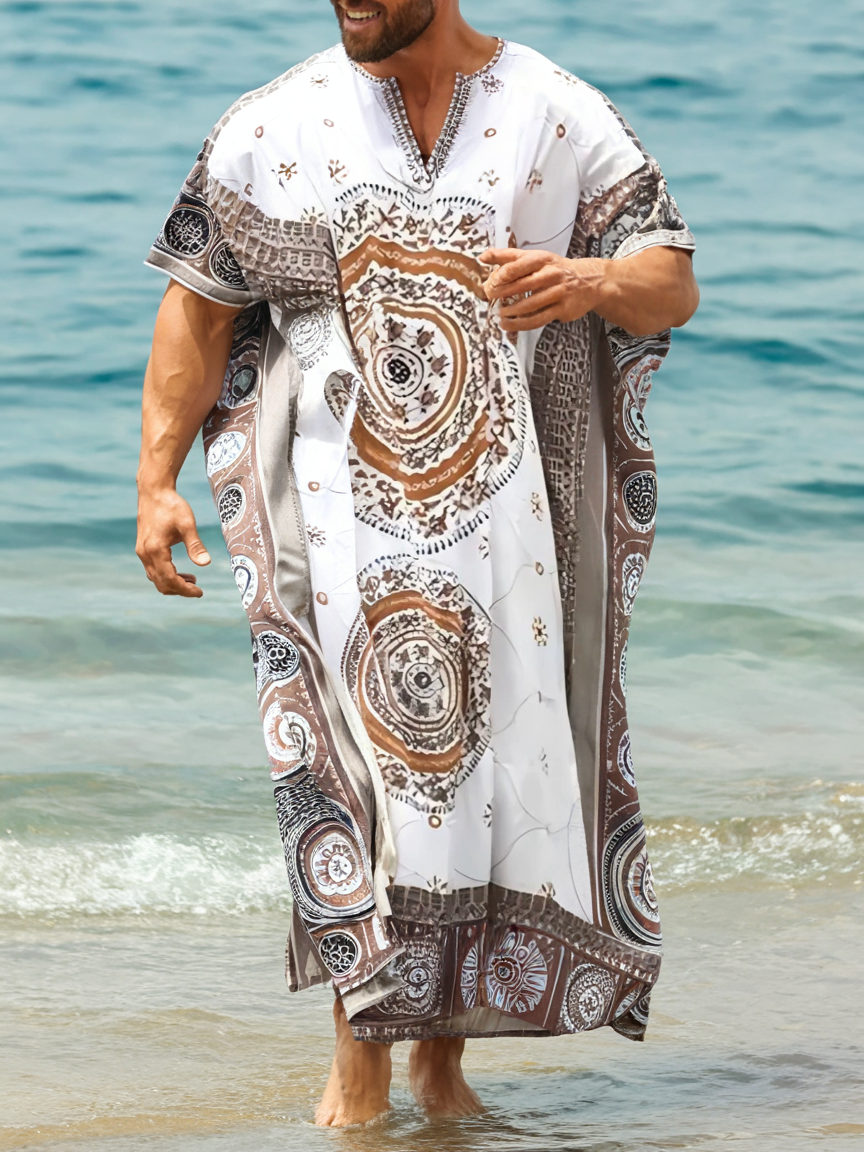 Men's Cotton Ethnic Printed Long Kaftan