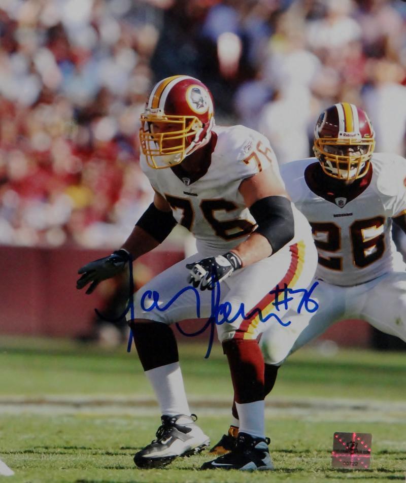 Jon Jansen Autographed Redskins 8x10 In Stance Photo Poster painting- Jersey Source Auth